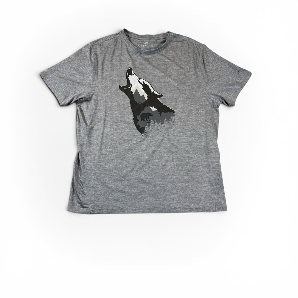 Greyson Golf T Shirt Mens Size L Heathered Gray Wolf Logo Performance Tee